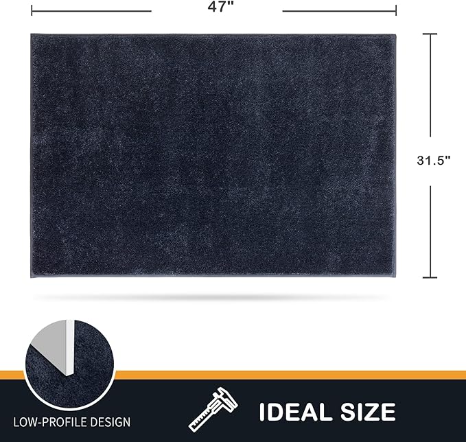 PURRUGS Dirt Trapping Door Mat 31.5" x 47", Non-Slip Machine Washable Entryway Rug, Dog Doormat, Indoor Front Door Mat, Super Absorbent Entry Rug for Muddy Shoes & Paws, Navy Blue - Image 2