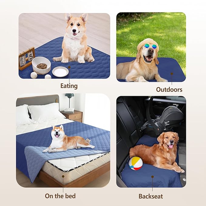 gogobunny 100% Double Sided Waterproof Dog Blanket Soft Pet Bed Cover Reversible Protect Furniture Couch Sofa Car for Puppy Large Dog Cat (Dark Navy/Light Navy, 32x53 Inch (Pack of 1)) - Image 5
