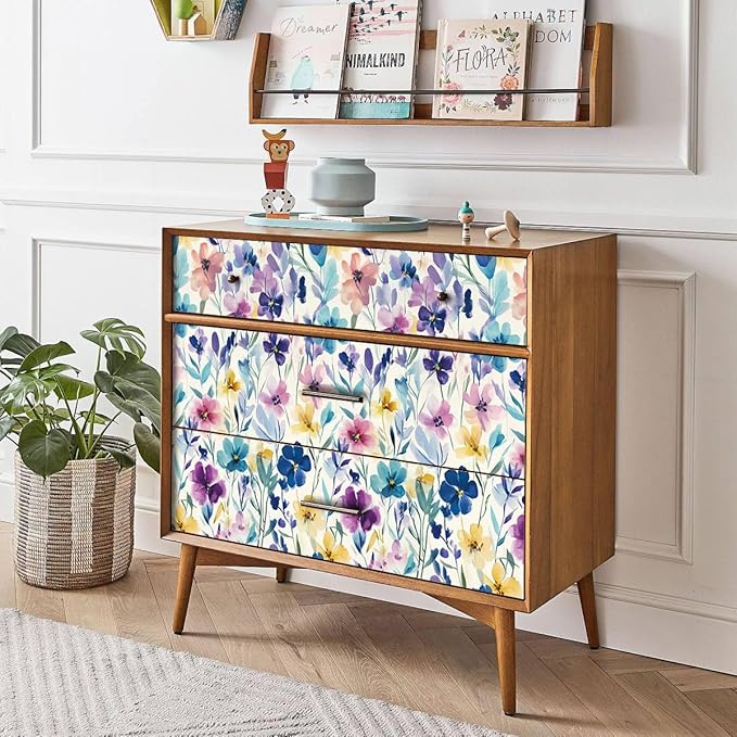 Boho Chic Botanical Shelf Liner Contact Paper Peel and Stick Floral Contact Paper Wallpaper for Cabinets Drawers Furniture Table Wall Arts Crafts 17.3X117 Inches - Image 3