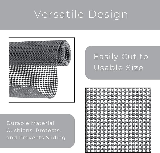 Smart Design Classic Grip Shelf Liner – 12in x 20ft – Non-Adhesive Drawer Liner with Strong Grip Helps Protect and Personalize Your Home Organization and Storage – Graphite Gray - Image 4