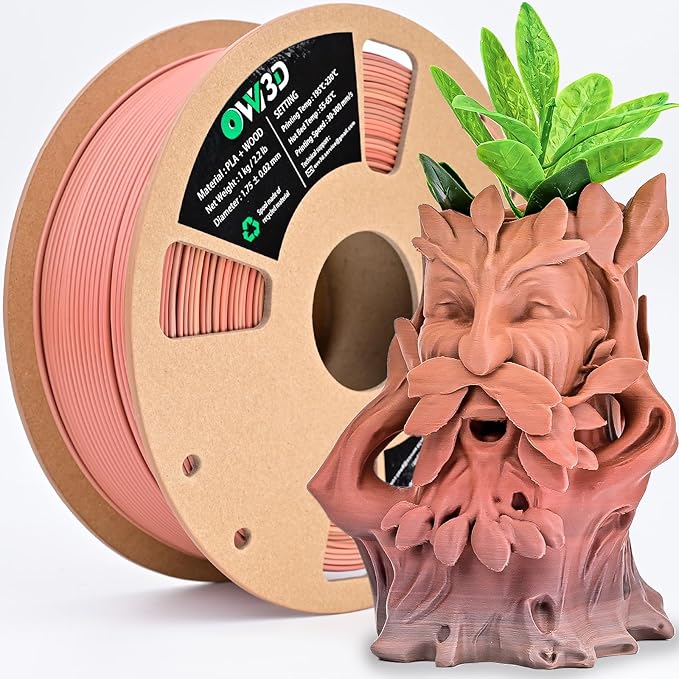 OVV3D PLA Filament Wood PLA, 3D Printer Filament Gradient Multicolor Wood PLA Filament 1.75mm +/- 0.02mm 1kg(2.2lbs) Add 20% Real WoodFiber - Image 9