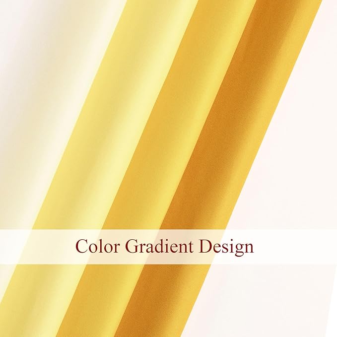 L.Z.E Gold and White Ombre Privacy Curtains 72 Inch Length 2 Panels Set Gold Light Filtering Non-See-Through Curtains & Drapes for Living Room Bedroom Nursery Grommet Top Short (55" W x 72" L) - Image 6