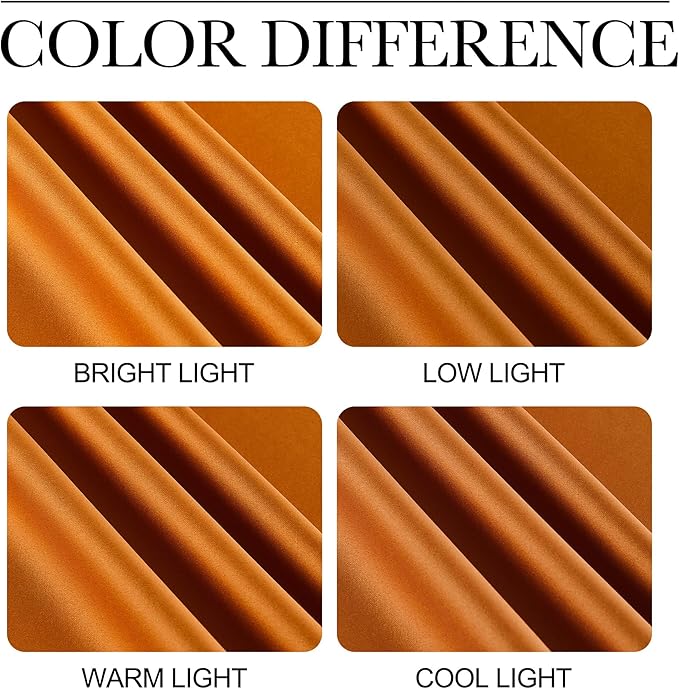 NICETOWN Room Darkening Cafe Satin Curtains for Small Windows, 42" Wide by 63" Long, 2 Panels, Orange, Rod Pocket Privacy Faux Silk Blackout Drapes for Bedroom - Image 5