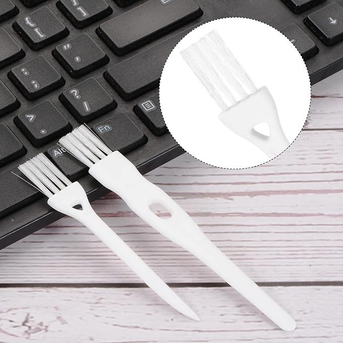 MECCANIXITY Shaver Cleaning Brush Tools with White Handle White Nylon Bristles 2 Sizes for Keyboard, Window Track, Vent Outlet, Home, Office, 8 Pack - Image 4