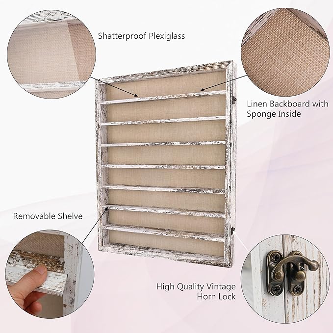 18*24 Large Shadow Box Frame with Removable Shelves,White Shadow Boxes Display Cases for Small collectables，Deep Memory Box Display Case Trinket Shelf for Collection，Coins，Miniatures Figures - Image 7