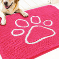 OLANLY Dog Door Mat for Muddy Paws 30x20, Paw Print Design, Absorbs Moisture and Dirt, Absorbent Non-Slip Washable Doormat, Quick Dry Chenille Mud Mat for Dogs, Entry Indoor Entryway Carpet, Hot Pink by OLANLY