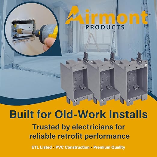 14 in. Old Work Electrical Box, 1-Gang 14 Cu in Non-Metallic PVC Outlet Box for Drywall, Remodel Electrical Box with Built-in NM Cable Clamps, Grey PVC Old Work Outlet Box - Image 7