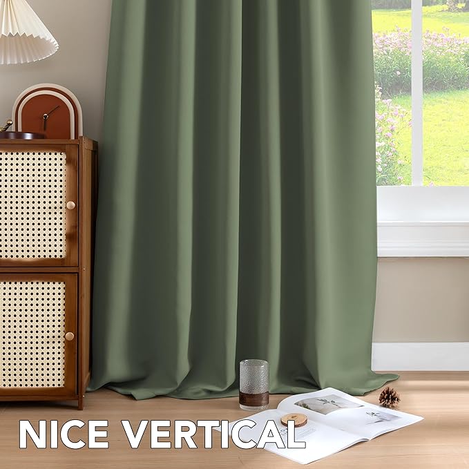 H.VERSAILTEX Blackout Curtains Thermal Insulated Window Treatment Panels Room Darkening Blackout Drapes for Living Room Back Tab/Rod Pocket Bedroom Draperies (2 Panels, Bronze Green, 52 x 72 Inch) - Image 8