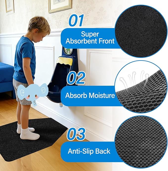 Urinal Mats for Men Bathroom,Urinal Floor Mats,Non-Slip Water Deodorization Urinal Mats,Disposable Urinal Mats for Men Bathroom,Mens Urinal Carpets Large 17Inch x 20.5Inch - Image 2