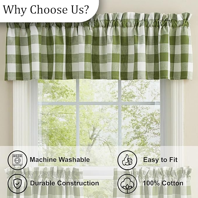 Park Designs Sage Buffalo Check Valance 72''X14'' - Image 5