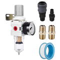 NANPU 1/4" NPT Compressed Air Filter Regulator Combo Piggyback, 5 Micron Brass Element, Poly Bowl, Semi-Auto Drain, Metal Bracket, 0-150 psi Gauge by NANPU