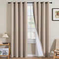 H.VERSAILTEX Linen Curtains 100% Blackout Curtains for Bedroom 84 inch Long Full Light Blocking Nature Linen Blended Window Curtains for Living Room Nickel Grommet (2 Panels, Heathered Sand) by HVERSAILTEX