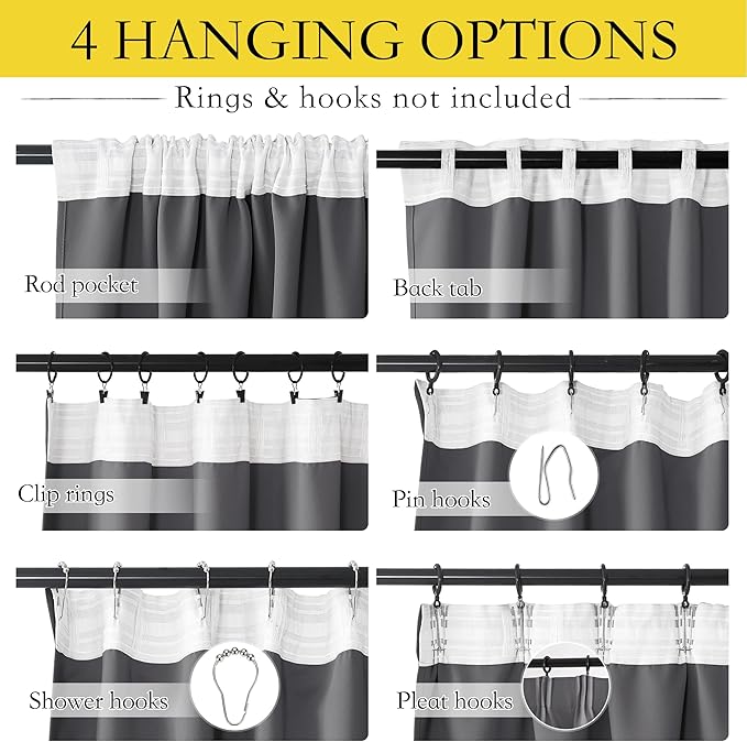 NICETOWN Grey Blackout Curtains 108 inches Long for Living Room, Pinch Pleated Room Darkening Noise Reducing Thermal Extra Long Drapes Window Treatment for Bedroom, W52 x L108, 2 Panels - Image 3