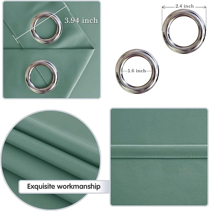 DWCN Blackout Curtain Panel for Bedroom - Thermal Insulated Energy Saving Grommet Blackout Drapery for Patio Door, Room Divider Big Long Curtain (Sage, 120 inches by 96 inch, 1 PC) - Image 4