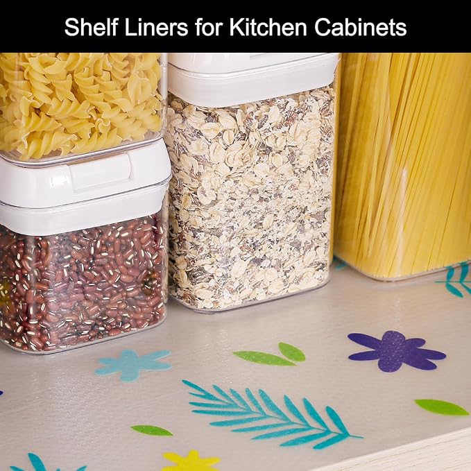 Cooyes Shelf Liner – Premium Non-Adhesive Cabinet & Drawer Liner for Kitchen – Waterproof Shelf Paper with Modern Pattern – Durable EVA Cabinet Mat – Easy to Cut （12" W x 120" L） - Image 2