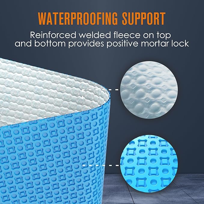 Houseables Uncoupling Membrane, Tile Underlayment, Tile Membrane, Flooring Underlayment, for Floor, Decoupling, Anti Fracture, Waterproof, Anti Crack, Vapor, 1/8" Thick, 3.3 ft x 16.4 ft / 54.5 Sq Ft - Image 2