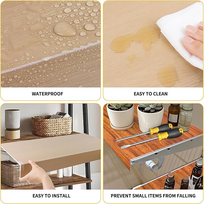 5 Pcs Custom Shelf Covers for Wire Shelving, Wood-Look Faux Wood Wire Rack Covers, PVC Thickened Shelf Liner, Waterproof and Moisture-Proof Shelves Cover for Pantry, Closet, Laundry Room,Bathroom - Image 5