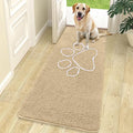 OLANLY Dog Door Mat for Muddy Paws 70x24, Paw Print Design, Absorbs Moisture and Dirt, Absorbent Non-Slip Washable Doormat, Quick Dry Chenille Mud Mat for Dogs, Entry Indoor Entryway Carpet, Beige by OLANLY