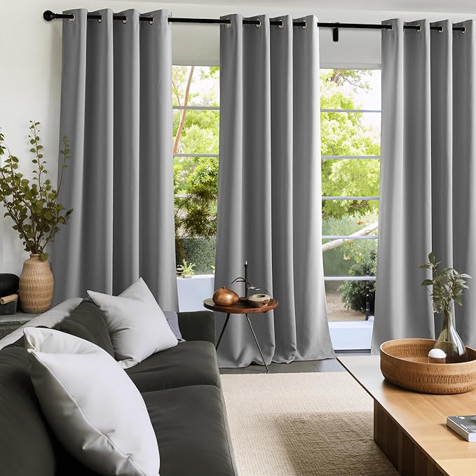 NICETOWN Room Darkening Draperies Curtains Panels, 2 Panels Silver Grey W52 x L84 - Image 2