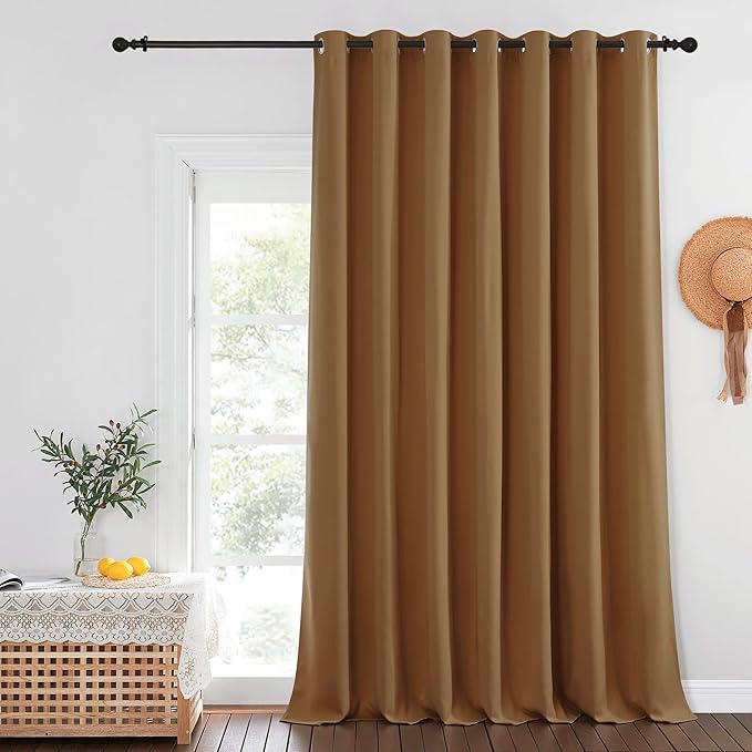 NICETOWN Sliding Glass Door Curtain - Grommet Blackout Room Darkening Door Vertical Blind Sound Proof Thermal Curtain for Dining Room/Bedroom (Gold Brown, W100 x L95, 1 Panel) by NICETOWN