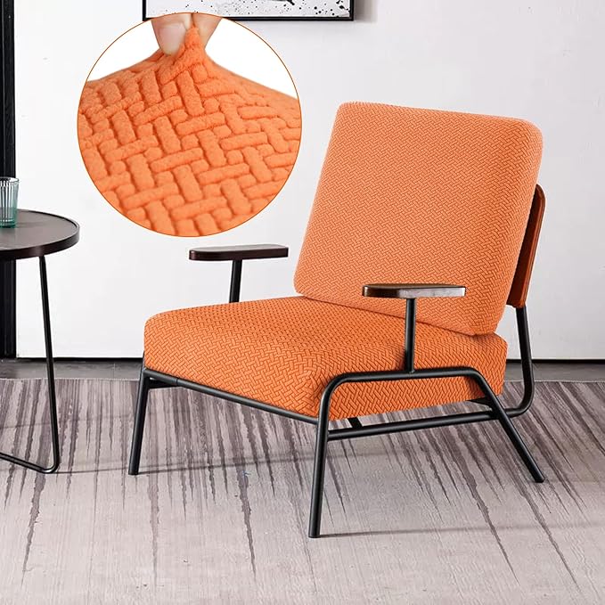 Fuloon Waterproof Couch Cushion Covers, Stretch Sofa Seat Cushion Slipcovers Solid Washable Furniture Protector Suitable for Armchair Loveseat Sofa (Orange, 2 Pieces) - Image 2