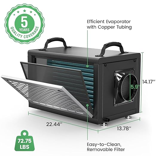 Waykar 130 Pints Energy Star Most Efficient Commercial Dehumidifier with Pump and Drain Hose for Crawl Spaces, Basements, Ducted Industrial Use, and Water Damage Unit - 5-Year Quality Coverage - Image 6