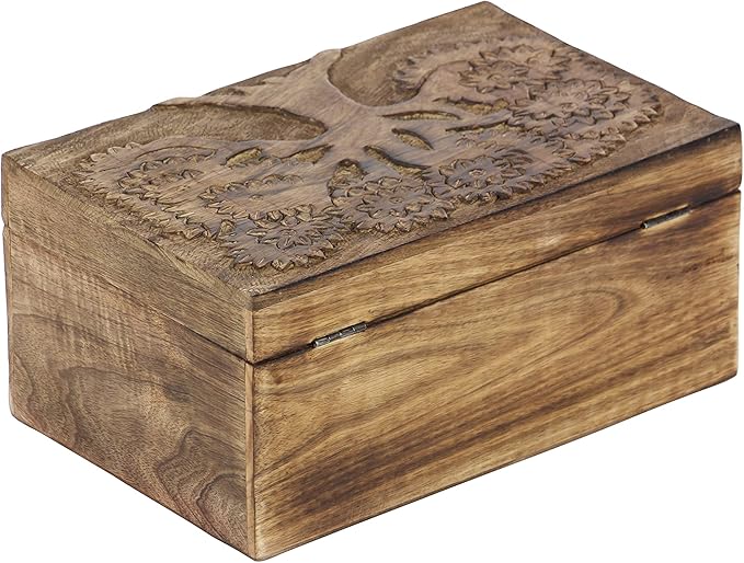 Deco 79 Mango Wood Floral Handmade Decorative Box Decorative Keepsake Boxes with Hinged Lid, Set of 3 Storage Boxes 8", 10", 12"W, Brown - Image 12