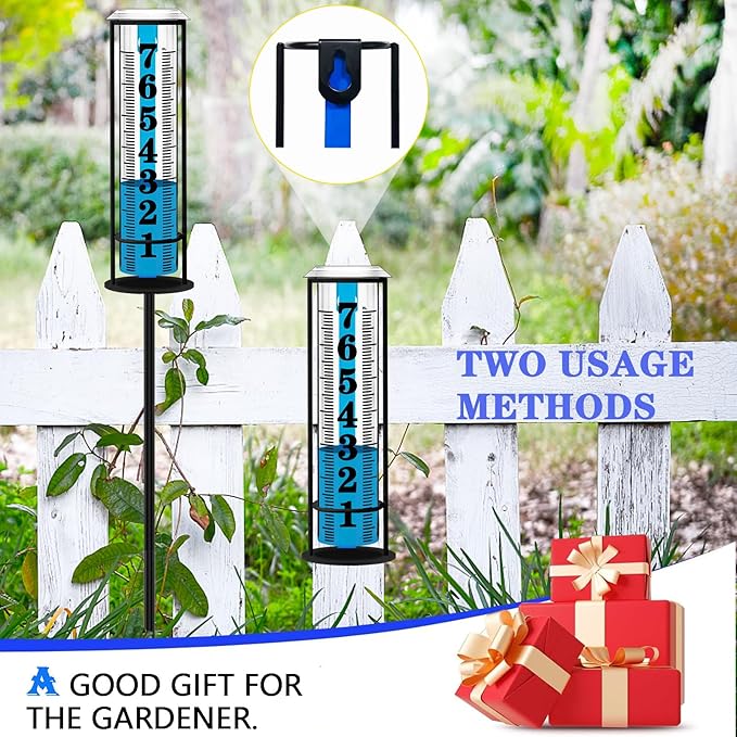 Rain Gauge Outdoor,Accurate Rain Gauges Outdoors Best Rated,Upgraded Freeze Proof Rain Measure Gauge for Yard Fence,Rain Meter with Stake,Large Font Water Gauge for Rain,Adjustable Height,Easy to Read - Image 6