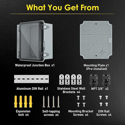Waterproof Electrical Junction Box, IP67 Plastic Weatherproof Outdoor WiFi Enclosure with Mounting Plate, Wall Brackets, for WiFi Electronics Project, Clear (5.9"x5.9"x3.5") - Image 5