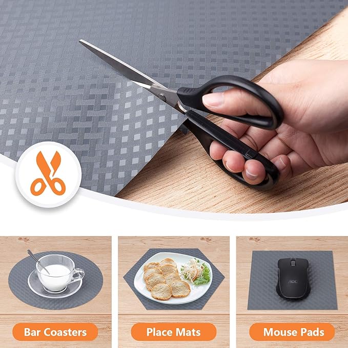 Shelf Liners for Kitchen Cabinets Refrigerator Liners Waterproof Kitchen Cupboard Liner Durable Plastic Drawer Mats EVA Material Non Adhesive Fridge Mats for Shelves - Gray 17.5 x 157.4 Inches - Image 3
