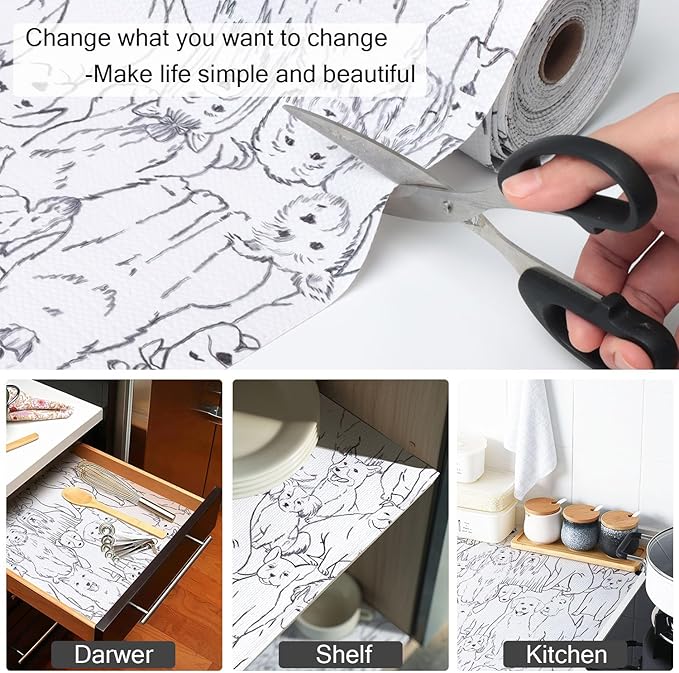 Animal Shelf and Drawer Liner for Cabinets, 12IN x 20FT Non-Adhesive and Strong Non-Slip Dog Shelf Cabinet Drawer Liners for Kitchen, Waterproof Cupboard Liners,Easy to Clean - Image 4
