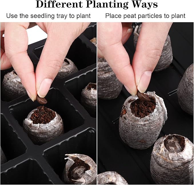 4 Pack 24-Cells Seed Starter Tray Kit Germination Tray with Humidity Dome and Base, Plant Growing Kit Germination Starter Including Peat Pellets, Plant Labels, Tool for Indoor Outdoor, Black - Image 5