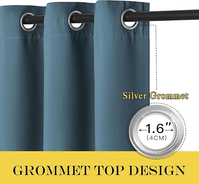 NICETOWN Blackout Doorway Curtain Drape 78 inch Long - Grommet Noise Reducing Thermal Insulated Solid Modern Window Treatments for Bedroom Closet (1 Panel, 52 x 78 Inch, Smoky Blue) - Image 5