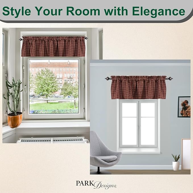 Park Designs Farmhouse Kitchen Valances for Windows - Sturbridge Red | Fall Decor Window Valance Curtains | Plaid Curtain Valances for Windows | Ideal for BOHO Living Rooms & Bathrooms | 72" x 14" - Image 5