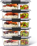 Rubbermaid Brilliance Meal Prep Containers, 2-Compartment Food Storage Containers, 2.85 Cup, 5-Pack, BPA-Free, Clear/Grey by Rubbermaid