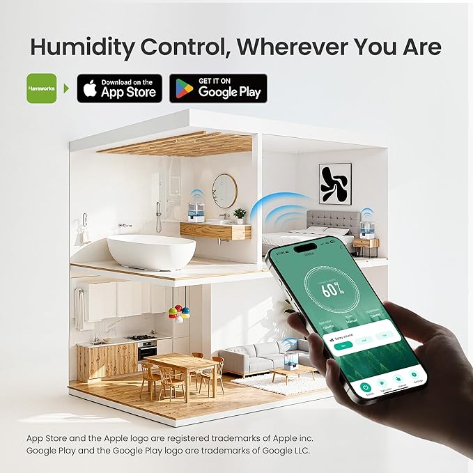 Smart Humidifiers for Bedroom Home, 6L Cool Mist Top Fill Humidifier Large Room with Essential Oil Diffuser, Touch/APP/Voice Control, NightLight Humidifiers for Nursery & Plants (White, 1Pack) - Image 2