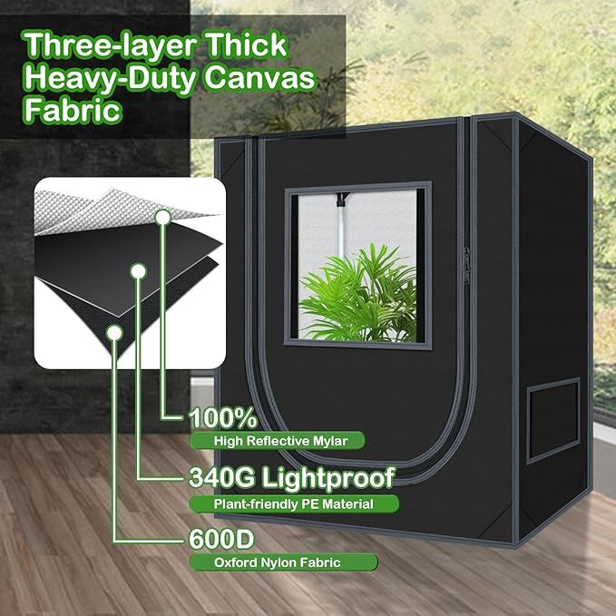 18"x30"x36" Grow Tent for Indoor Plants 600D Mylar Hydroponic High Reflective GrowTents for Plant Fruit Flower Veg Growing - Image 5