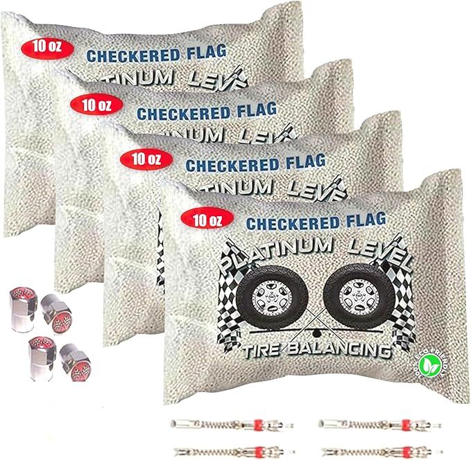 Checkered Flag 4-10-CFTB Tire Balancing Beads for Trucks Ceramic Beads, 4 Packs of 10oz Kit, Automatic Adjusting for Smooth Vibrations in Semi, Light Duty Trucks, Off-Road Vehicles, Motorcycle Wheels by CheckeredFlag