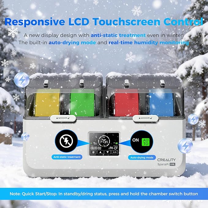 Creality Filament Dryer 4 Spools, Space Pi X4L Filament Storage Box, Dual Heating Chambers Dual 200W PTC Heats, Fast Drying & Moisture-Free Storage, for PLA, PETG, TPU, ABS 1.75/2.85mm - Image 6