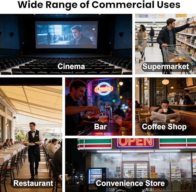 Commercial Beverage Refrigerator with Glass Door, 383L Display Fridge Beverage Cooler with Customizable Lightbox Adjustable Shelves, Drink Fridge Merchandiser for Restaurant Shop, White - Image 6