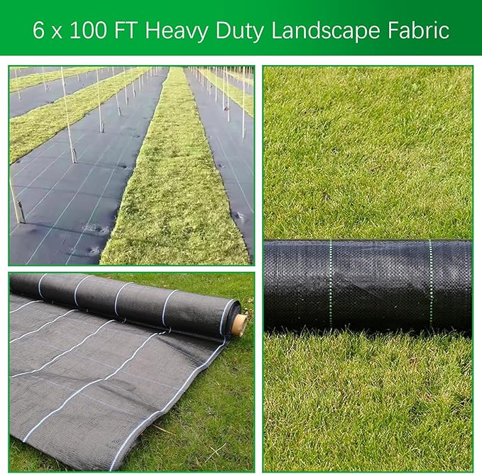Weed Barrier Fabric Planting Cover - 6 x 100 FT Heavy Duty Landscape Fabric Ground Cover Block for Outdoor Planting - Image 7