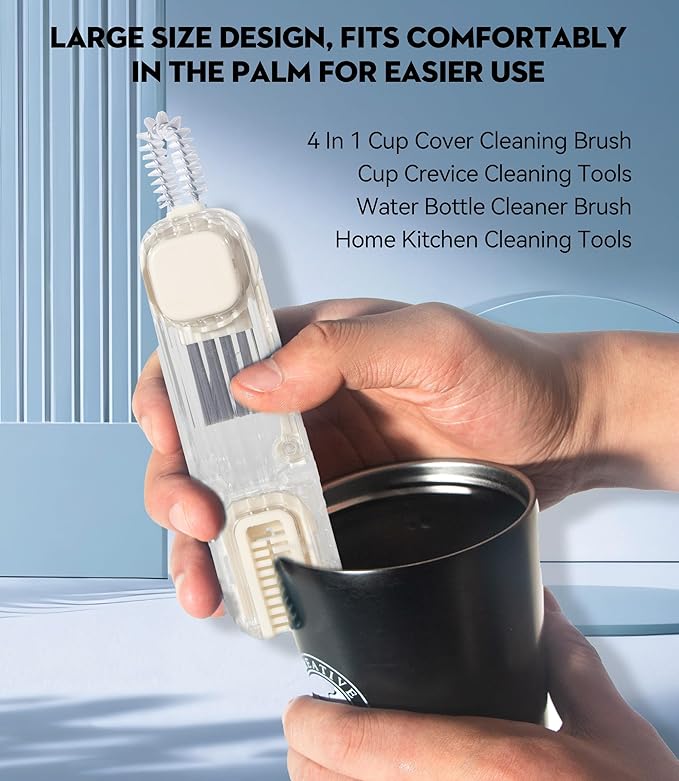 4 in 1 Cup Lid Gap Cleaning Brush, Multifunctional Insulation Bottle Cleaning Tools, Mutipurpose Tiny Silicone Cup Holder Cleaner, Home Kitchen Cleaning Tools - Image 4