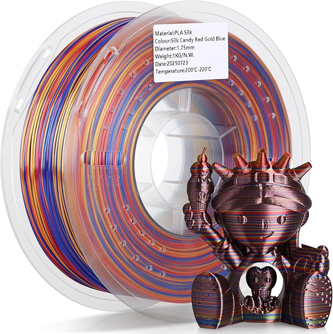 LANDU Silk PLA Filament 1.75mm 3D Printer Multicolor Filament Gradient Color Changing Filament 1kg (2.2lbs) Dimensional Accuracy +/- 0.07 mm Silk Candy by LANDU