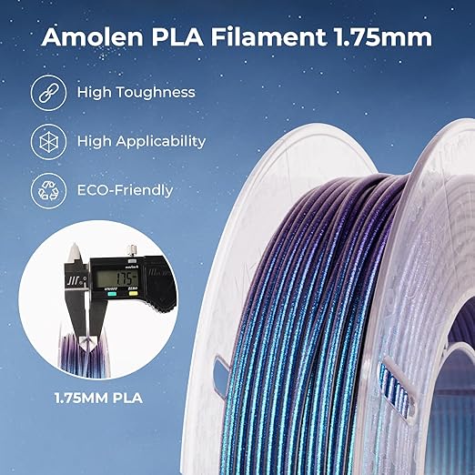 AMOLEN PLA 3D Printer Filament,PLA PrintingFilament Starry Sky Series Pla 1.75mm Bundle, Starry Sky Dark Purple/Green/Blue/Purple Red, 4x200g Pack - Image 3