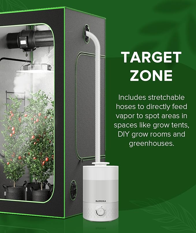 3L No Leak Plant Humidifiers for Grow Tent Greenhouse and Grow Room, Top-Fill, Auto Shut Off, with Extendable Targeting Hose Perfect for Indoor Plant Care and Humidity Control (Single Dual Fog Output) - Image 4