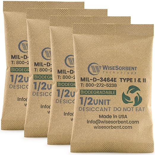 Kraft Clay Desiccants Packs for Safe, 17 Gram 20 Pack Dehumidifier for Gun Safe, Military Grade Moisture Absorbers, Conforms to MIL-D-3464E Type I & II Absorbents by Wisesorb