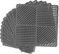 MYFAMIREA Modular Interlocking Cushion 12 Pack 11.8" x 11.8" Rubber Floor Tiles Non-Slip Splicing Drainage Mats for Deck, Pool, Shower, Patio, Balcony, Bathroom, Kitchen, Yard (2 Rows Dots, Dark Gray) by MYFAMIREA