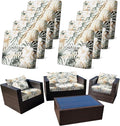 8Pcs Stretch Patio Cushion Cover, Tropical Floral and Leaf Pattern Sofa Covers for Patio Furniture Cushions Washable Reusable Couch Covers Replacement for All Season(Cover Only) by CALBODE
