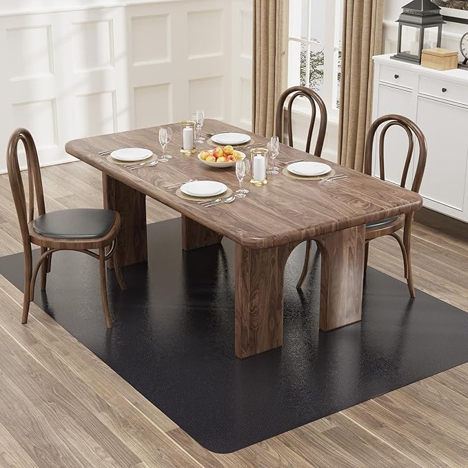 5'×7' Black Floor Mat for Under Dining Room Table, No Scratch Durable Plastic Area Rug for Kitchen, Waterproof Easy Flat Floor Protector for High Traffic Area by Unknown