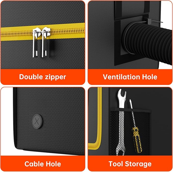 3D Printer Enclosure,Fireproof Resin 3D Printer Enclosure,Dustproof Vented Enclosure Cover with Tool Storage,Constant Temperature Protective Tent for Creality/Anycubic/Elegoo Series 3D Printer - Image 4